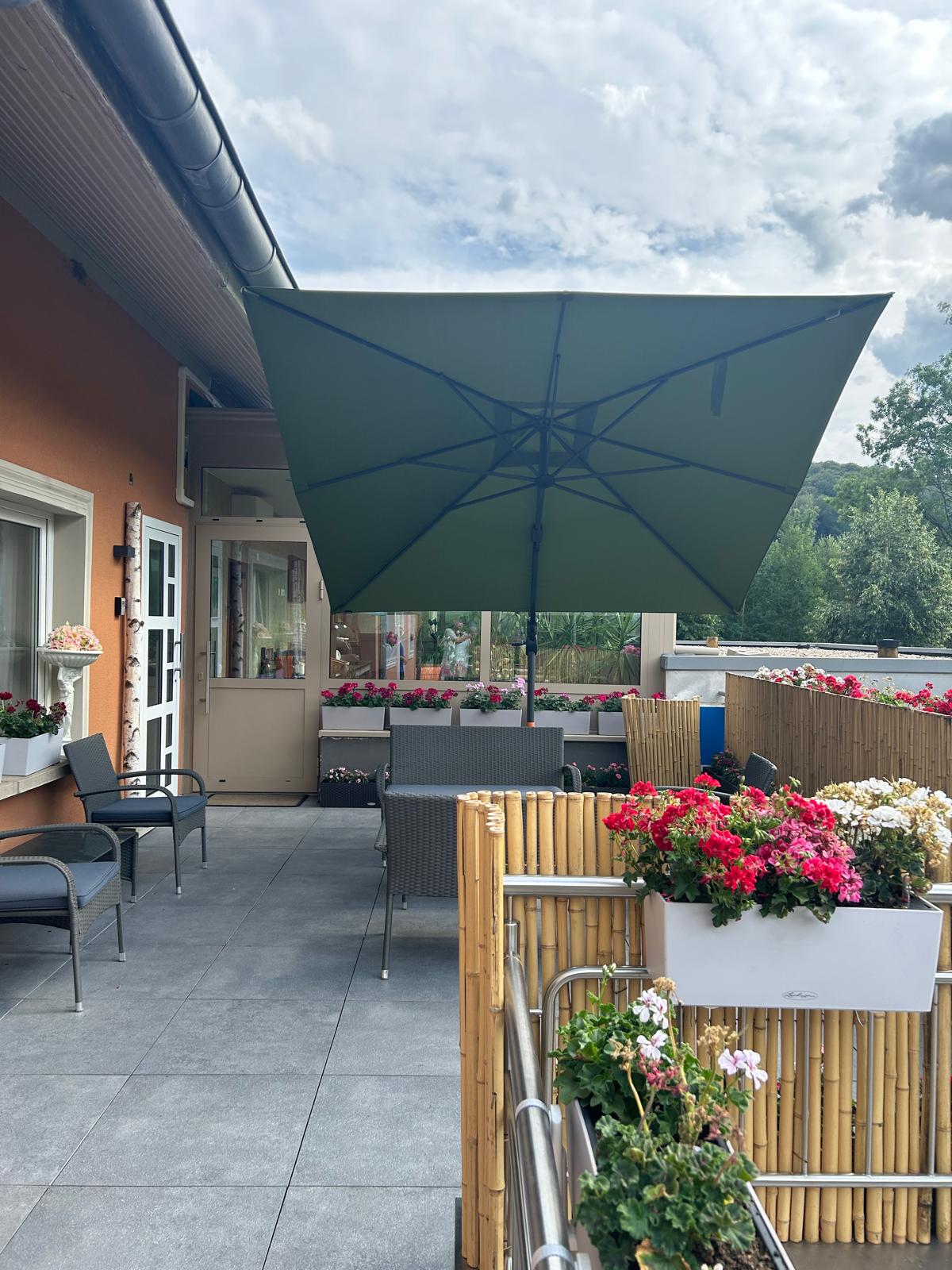 Terrace with parasol